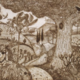 Man on a Laptop (After Samuel Palmer) - sepia