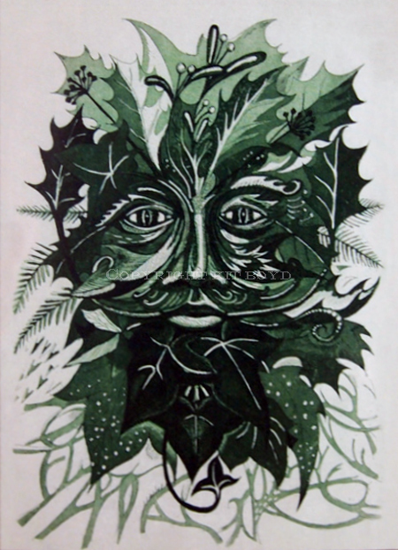 Winter Green Man Etching (5 pack of cards)