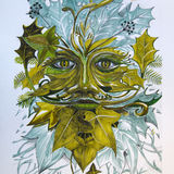Winter Green Man - Hand Coloured