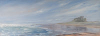 A Windy Day Bamburgh Castle Oil White frame