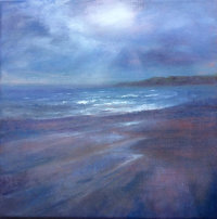 February Light Filey Beach Oil - Sold