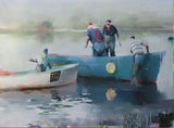 Fishermen, Teign Estuary. Oil on canvas, 76 x 106 cm.