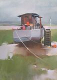 Ship in Progress, Sunderrland Point. Oil on canvas