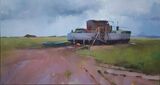 Boat on the Marsh. Sunderland Point. Oil on canvas, 54 x 99 cm