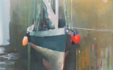 Newlyn old harbour, oil on canvas 76 x 122cm