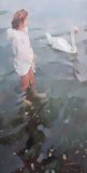 Swan, oil on canvas 122 x 76cm