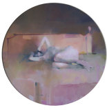 The-bedstead, oil on canvas 39 cm diameter
