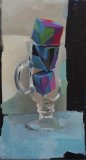 Tumbling Dice, oil on canvas, 37 x 22cm