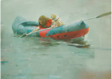 Two in a boat, oil on canvas 76 x 106