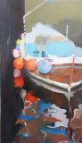 Whitby Harbour. Oil on canvas 104 x 69cm