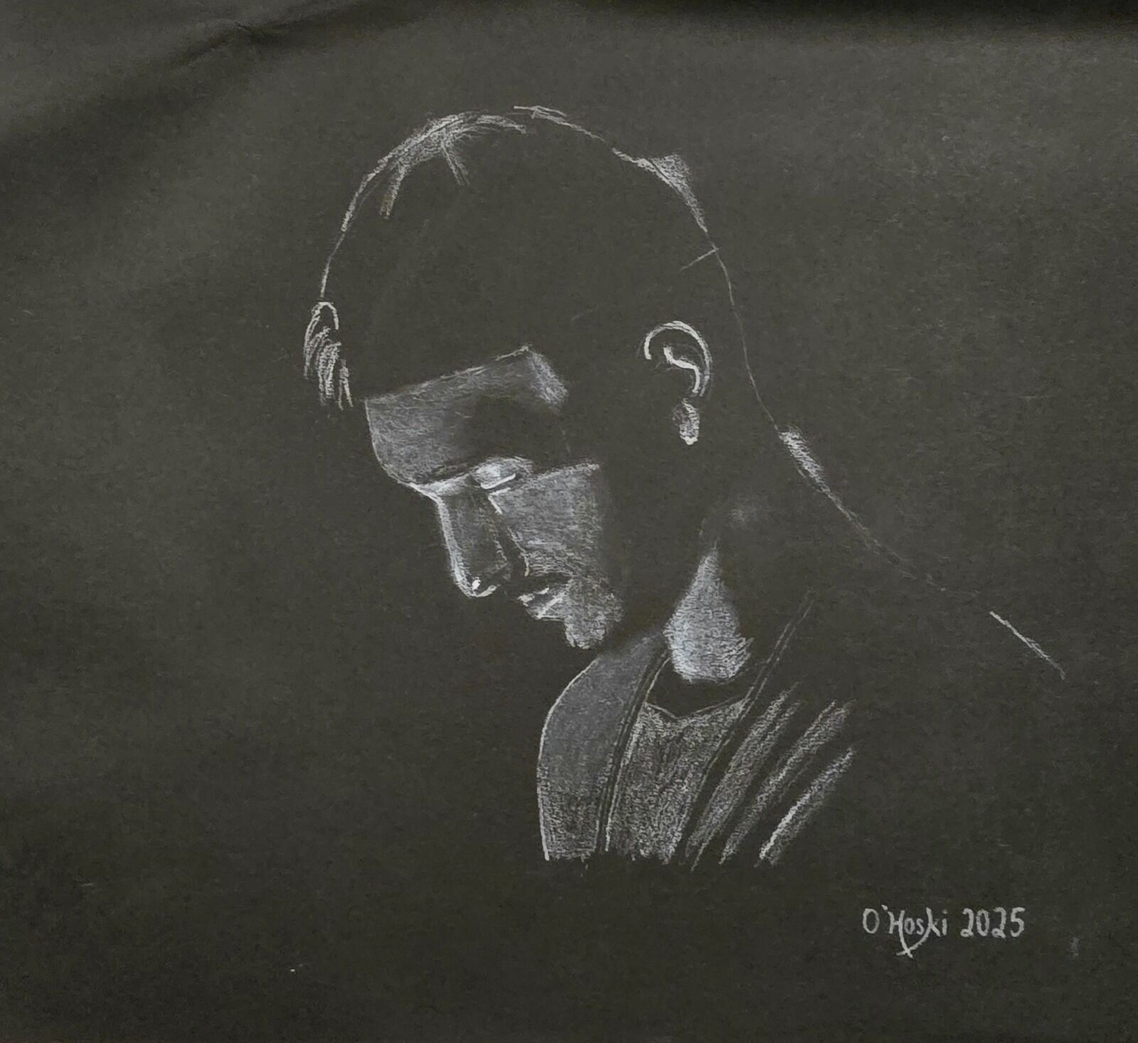 Seek, 10" X 12", Nu Pastel on black paper, 2025