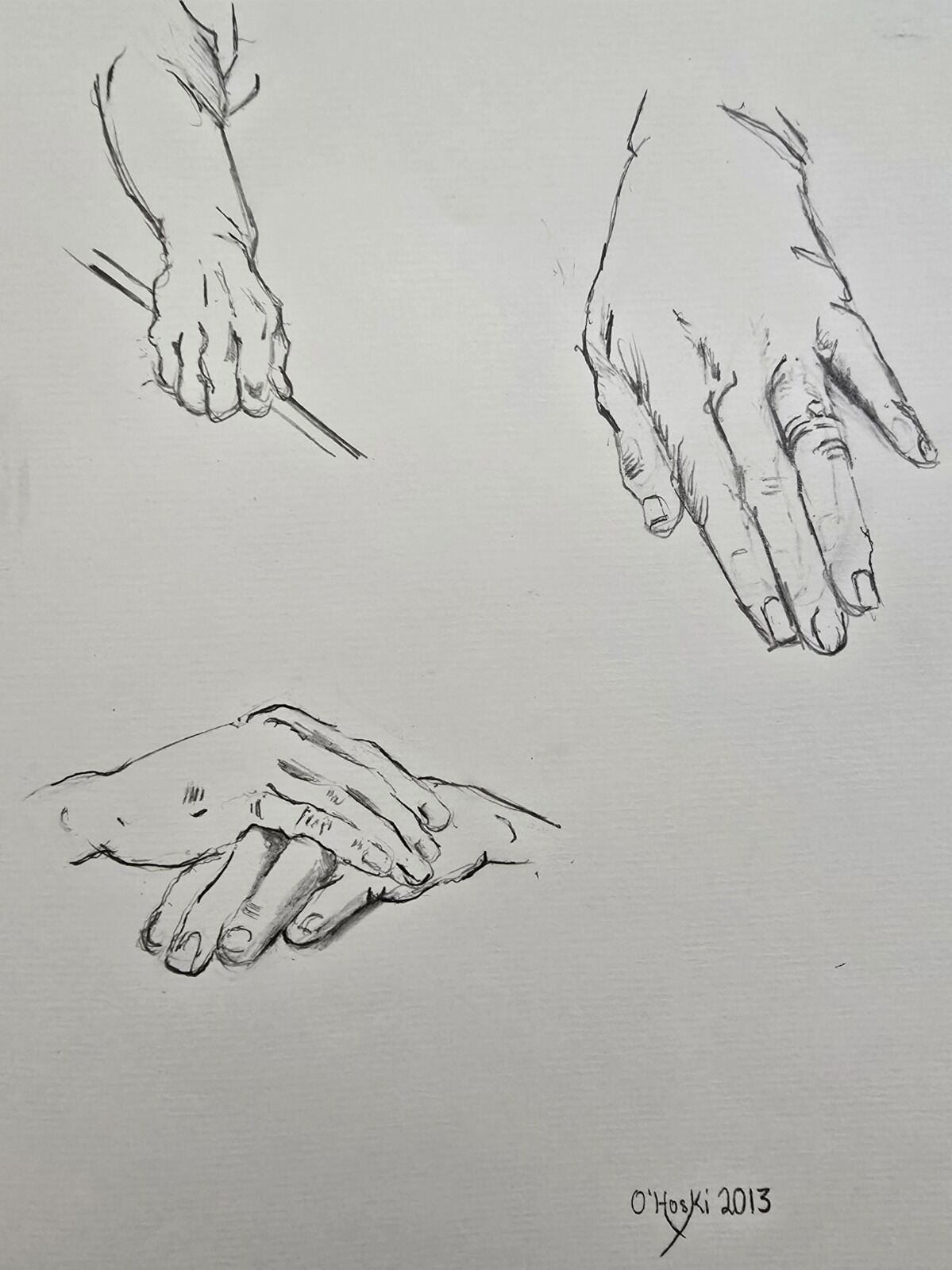 Study of Hands, 9" X 12", Graphite on paper