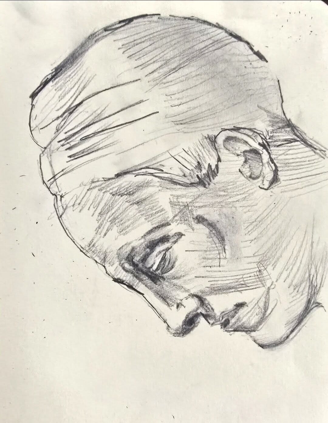 Head Study, 9" X 12", Graphite on paper