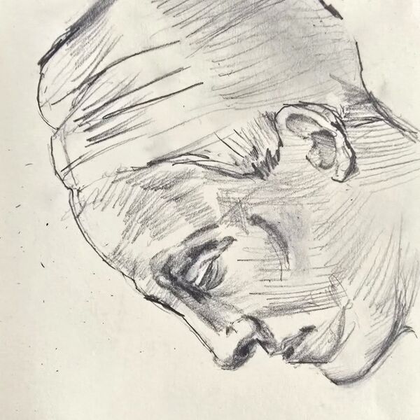 Head Study, 9" X 12", Graphite on paper