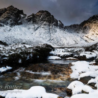 Bla Bheinn snow and waterfall