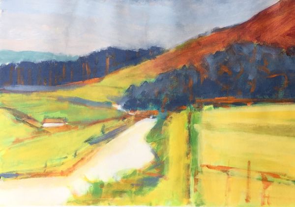 “Passing Place 4” Glen Clova Series acrylic on paper 15x10inches.
