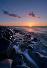 Black rocks of Kilve seascape
