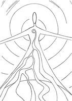 Christian Art, Whoever drinks the water I give them, a line drawing by mosaic artist Sue Kershaw