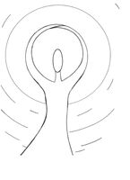 Christian Art, Alpha and Omega, a line drawing by mosaic artist Sue Kershaw