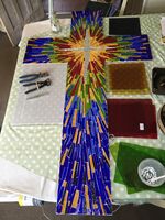 Christian Art mosaic cross commission by Sue Kershaw