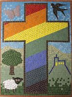 A Christian mosaic commission for a school created by Mosaic Artist, Sue Kershaw