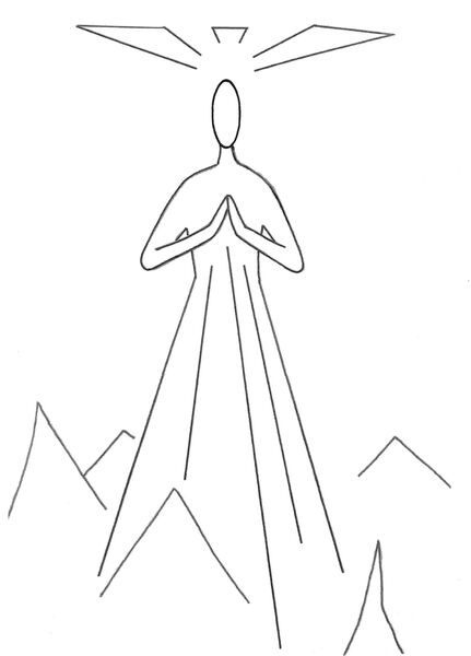 Christian Art, Unfailing love and compassion, a line drawing by mosaic artist Sue Kershaw