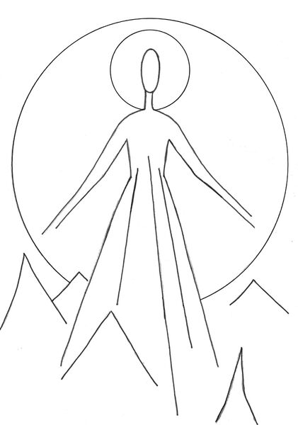 Christian Art, Unfailing love and compassion, a line drawing by mosaic artist Sue Kershaw