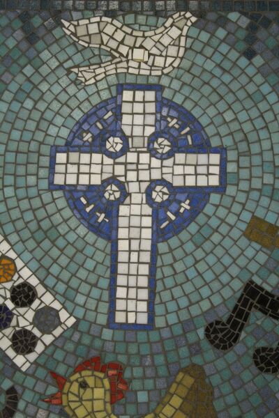Detail of Christian school mosaic by Sue Kershaw, Mosaic Artist