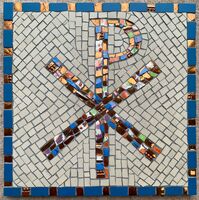 Private Christian art mosaic commission Chi Rho