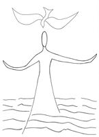 Christian Art, Baptism of Christ, a line drawing by mosaic artist Sue Kershaw