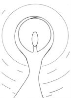 Christian Art, Alpha and Omega, a line drawing by mosaic artist Sue Kershaw