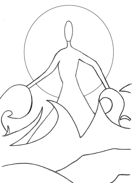 Christian Art, Jesus Calms the Storm, a line drawing by Mosaic Artist Sue Kershaw