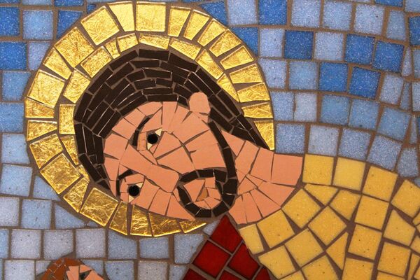 Detail of Christian school mosaic by Sue Kershaw, Mosaic Artist