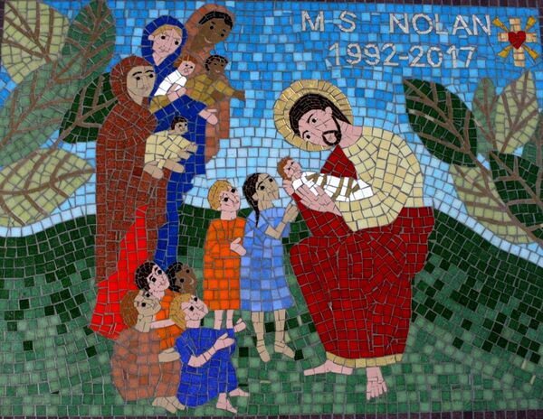 A Christian mosaic commission for a school created by Mosaic Artist, Sue Kershaw