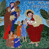 A Christian mosaic commission for a school created by Mosaic Artist, Sue Kershaw