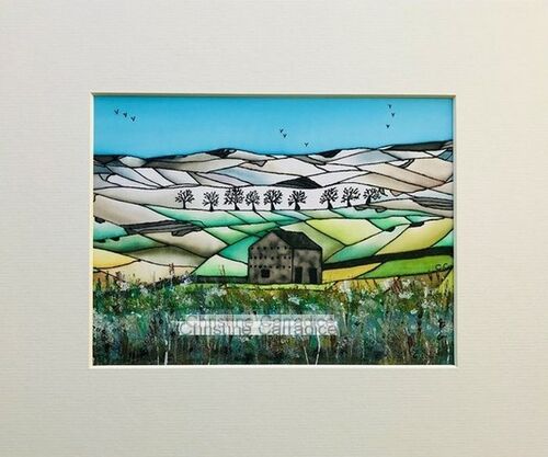 A snowy walk by the river. Mounted and unframed. Picture size is 6" x 8" and the outside edge of the mount (antique white) measures 10" by 12" which is standard size. £55.00.