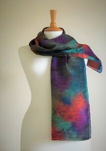 "Woodland" - brown, olive, green, peach and royal blue