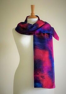 "Poppy" - windsor red, fuchsia pink, royal blue and grey