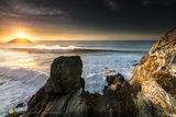 Gull Rocks - Winter Sunburst Over Breaker - rev