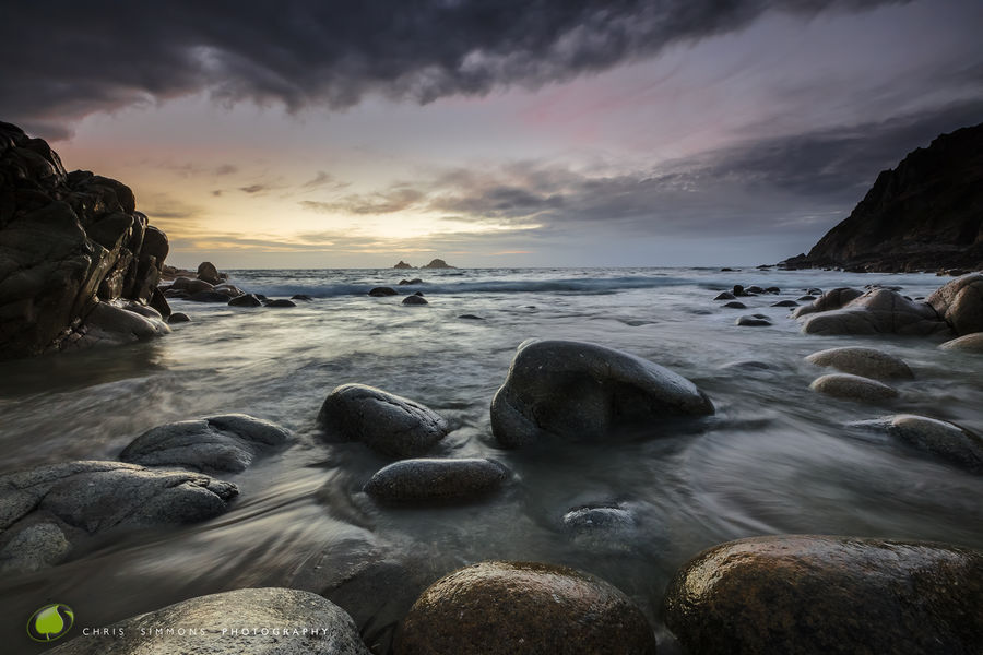 Rocks, Tideline & Sundown