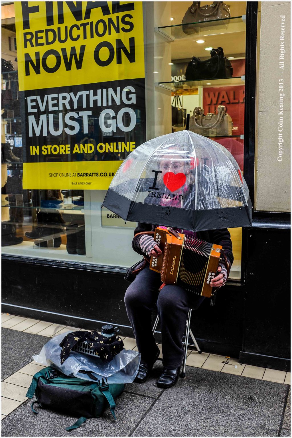 Mary Begley...playing in the rain!