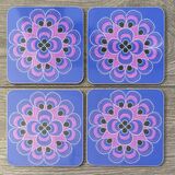 Indian peacock (blue) - set of 4