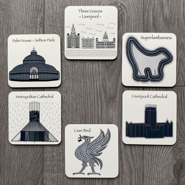 Liverpool's iconic buildings & landmarks - set of 6