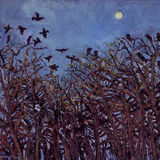 "Pale moon and rooks" oil on canvas