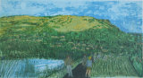 "Cave Hill from the Waterworks" , colour screen print