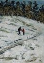 "Red Coat" oil on paper 44x36cms