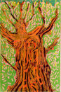 "Falling Leave" Linocut, 30 x 20 cm