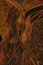 "Gaia 2" lino relief print, edition of 8, 30cm x 20cm, 2014
