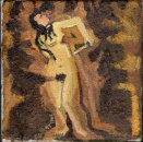 He Wound Her Coal Black Hair (W.B.Yeats, Crazy Jane) 20 x 20cms, oil on canvas