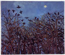 Pale Moon and Rooks, oil on canvas, 51 x 61 cms